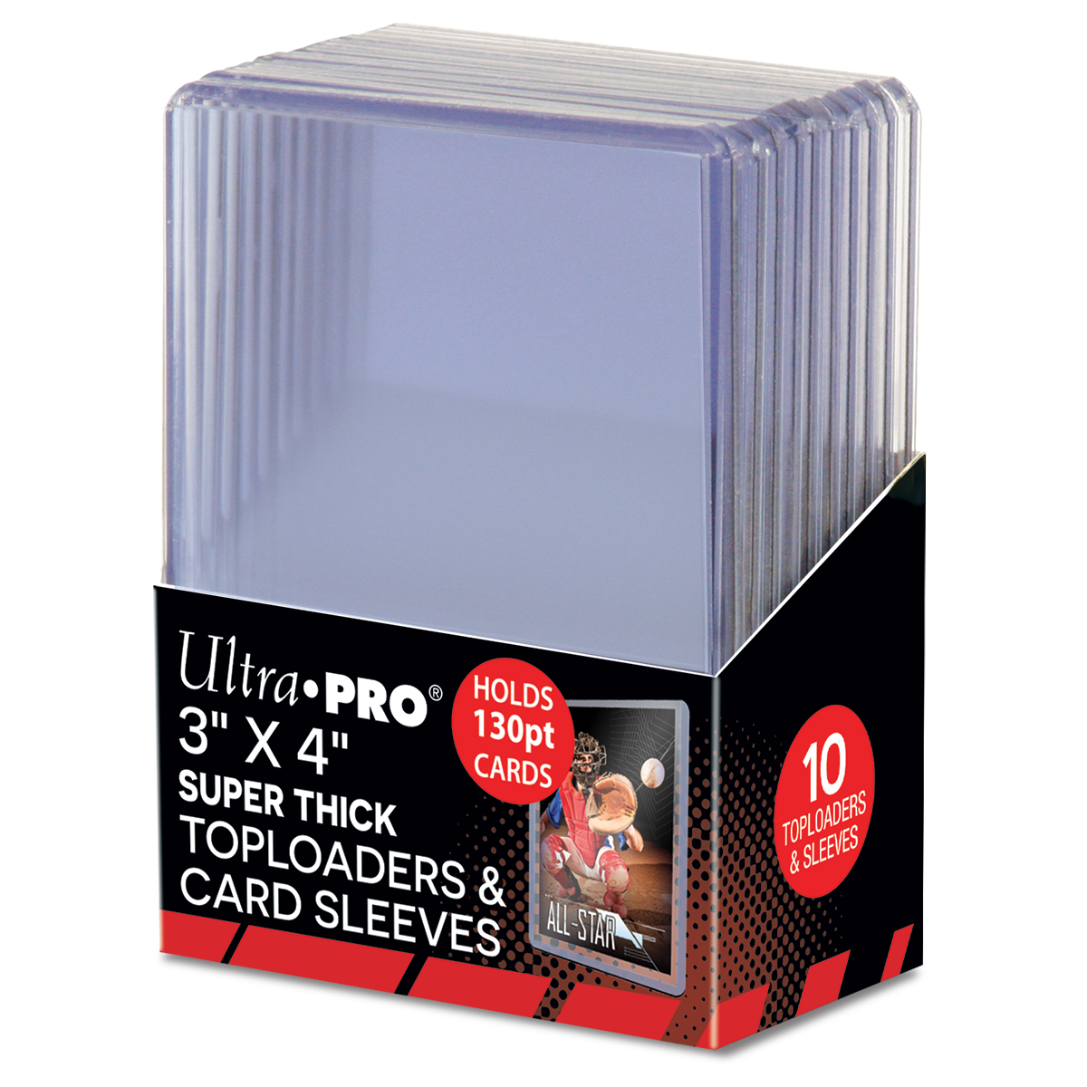ULTRA PRO - Paquete de micas 3" x 4" Super Thick Toploader & Card Sleeves: Clear c/10 - Gamesmart