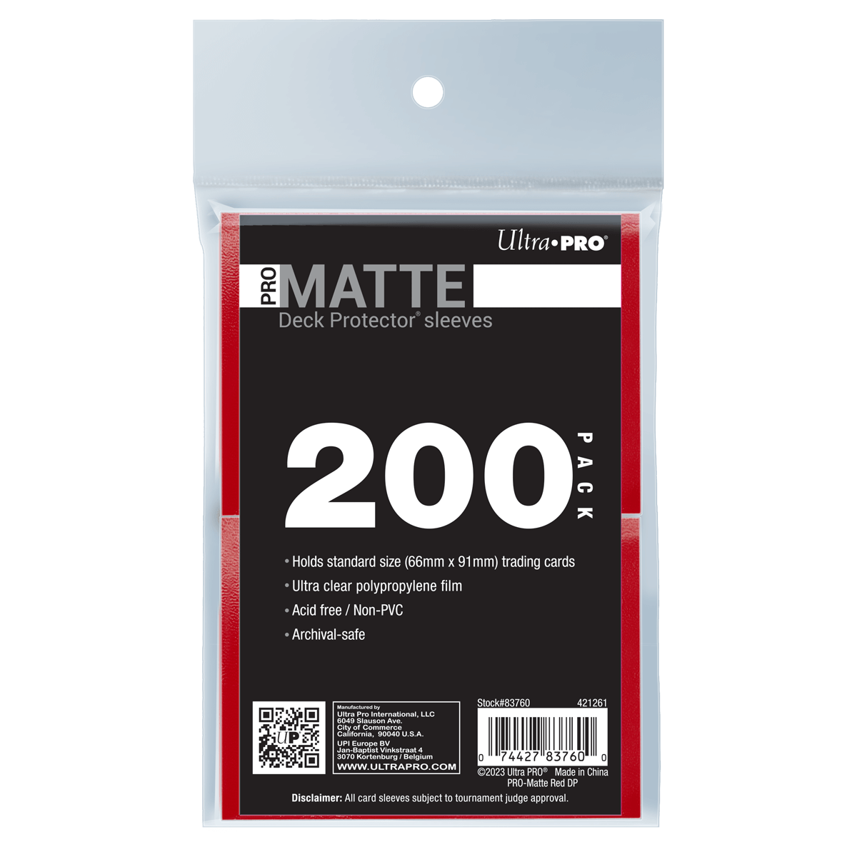 Ultra Pro - Micas PRO-Matte Standard Deck Protector: Red c/200 - Gamesmart