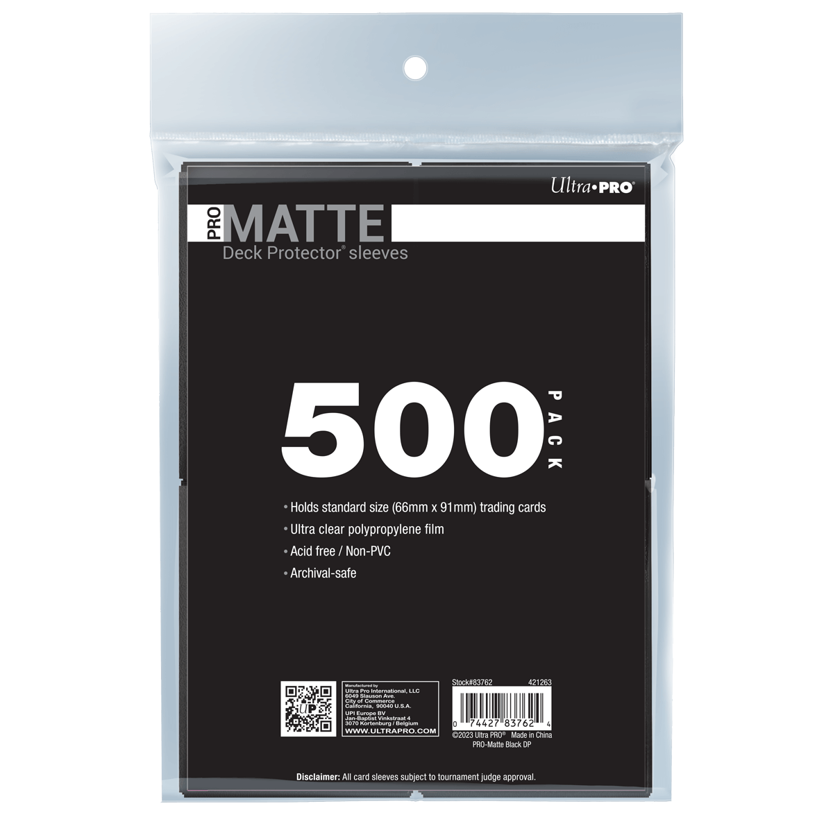 Ultra Pro - Micas PRO-Matte Standard Deck Protector: Black c/500 - Gamesmart