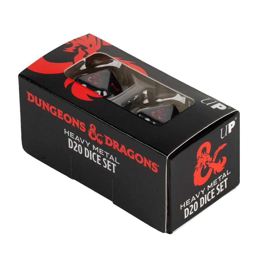 ULTRA PRO - Dados Heavy Metal Black & Red Dice Set for Dungeons & Dragons - Gamesmart