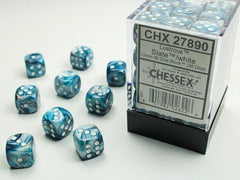 CHESSEX - Dados Lustrous Slate/White 12 mm c/36 - Gamesmart