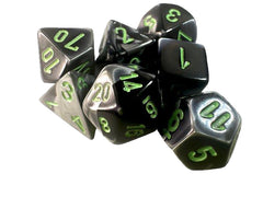 CHESSEX - Dados Minipoliédricos Gemini Black-Grey/green - Gamesmart