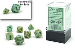 CHESSEX - Dados Minipoliédricos Marble Green/Dark Green - Gamesmart