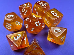 CHESSEX - Dados Poliédricos Borealis Blood Orange/White Luminary - Gamesmart