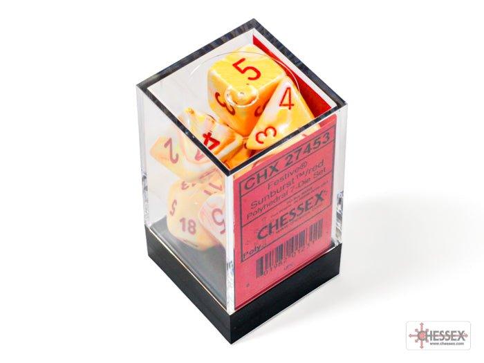 CHESSEX - Dados Poliédricos Festive Sunburst/red - Gamesmart