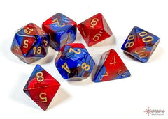 CHESSEX - Dados Poliédricos Gemini Blue-Red/Gold - Gamesmart
