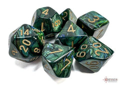 CHESSEX - Dados Poliédricos Scarab Jade/gold - Gamesmart - Chessex