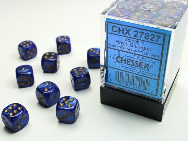 CHESSEX - Dados Scarab Royal Blue/Gold 12mm - Gamesmart