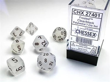 CHESSEX - Dados Poliédricos Clear/black Frosted - Gamesmart
