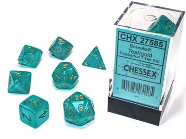 CHESSEX - Dados Poliédricos Borealis Teal/gold Luminary - Gamesmart