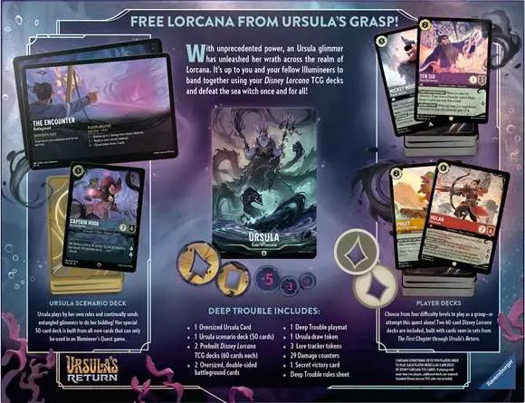 Lorcana - Ursula's Returne: Illumineer's Quest Deep Trouble Gift Set 4 - Gamesmart Lorcana - Ursula's Returne: Illumineer's Quest Deep Trouble Gift Set 4 - Gamesmart