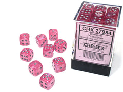 CHESSEX - Dados Borealis Pink/Silver Luminary 12mm c/36
