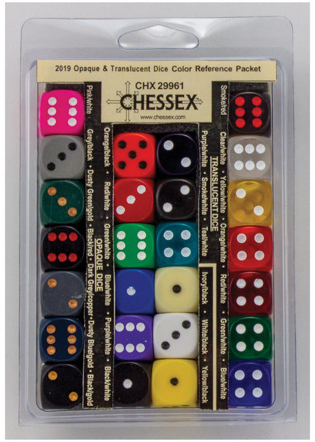 CHESSEX - Dados Opaque & Translucent Color Reference Packet c/26