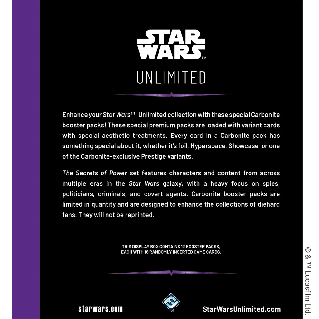 Star Wars Unlimited - Secrets of the Power: Carbonite Booster Display c/12 packs (Inglés)