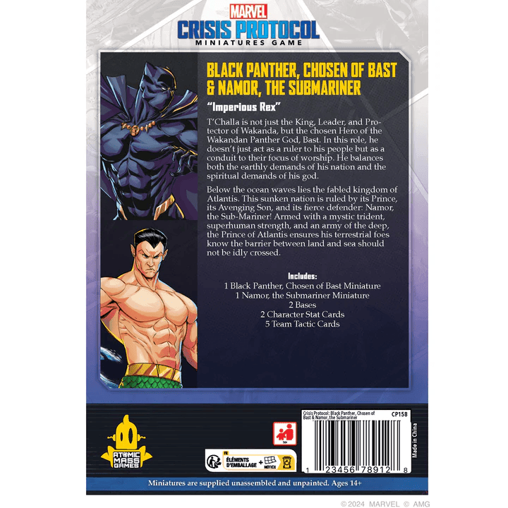 ASMODEE - Marvel Crisis Protocol Black Panther, Chosen of Bast & Namor, the Sub - Mariner (Inglés) - Gamesmart - Asmodee