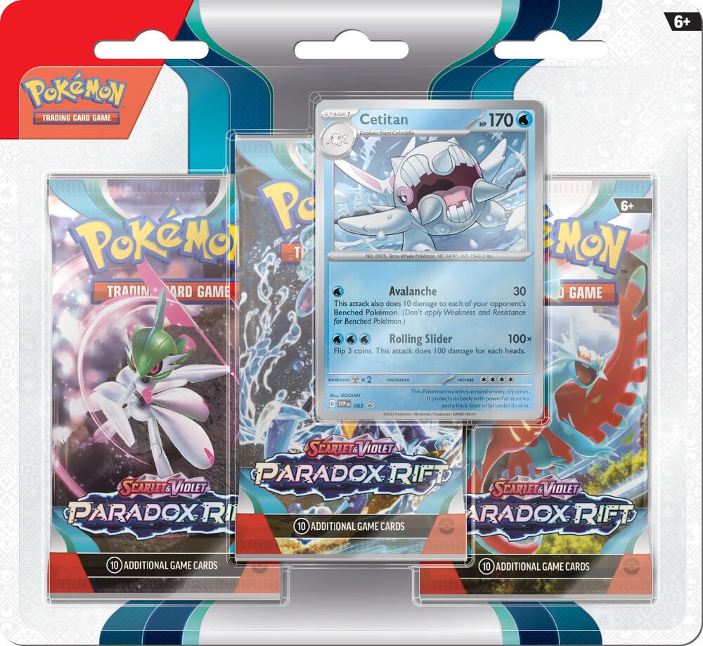 Pokémon - Scarlet & Violet: Paradox Rift 3 Pack Blister Cetitan (Español)