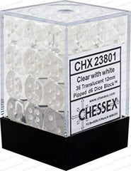 CHESSEX - Dados Clear/White 12mm c/36 - Gamesmart - Chessex