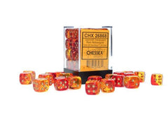 CHESSEX - Dados Gemini Traslucent Red-Yellow/gold 12mm c/36 - Gamesmart