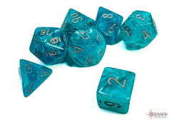 CHESSEX - Dados Poliédricos Aqua/Silver - Gamesmart - Chessex