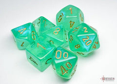 CHESSEX - Dados Poliédricos Borealis Light Green/gold Luminary - Gamesmart - Chessex