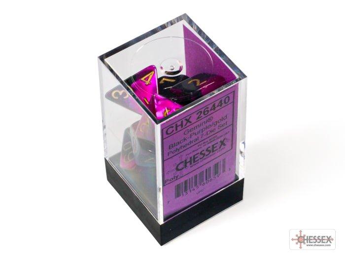 CHESSEX - Dados Poliédricos Gemini Black - Purple/Gold - Gamesmart - Chessex