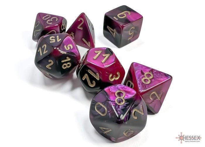 CHESSEX - Dados Poliédricos Gemini Black - Purple/Gold - Gamesmart - Chessex