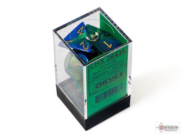 CHESSEX - Dados Poliédricos Gemini Blue - Green/gold - Gamesmart - Chessex