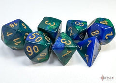 CHESSEX - Dados Poliédricos Gemini Blue - Green/gold - Gamesmart - Chessex