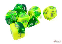 CHESSEX - Dados Poliédricos Gemini Green-Yellow/SIlver - Gamesmart