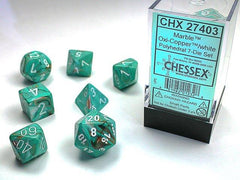 CHESSEX - Dados Poliédricos Marble Oxi - Copper/White - Gamesmart - Chessex