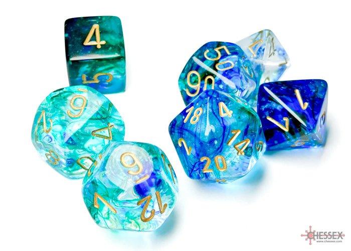 CHESSEX - Dados Poliédricos Nebula Oceanic/gold Luminary - Gamesmart - Chessex