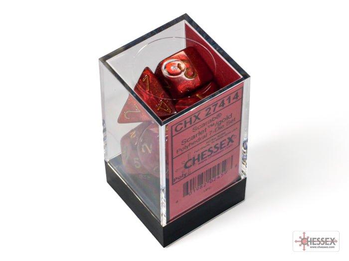 CHESSEX - Dados Poliédricos Scarab Scarlet/gold - Gamesmart - Chessex