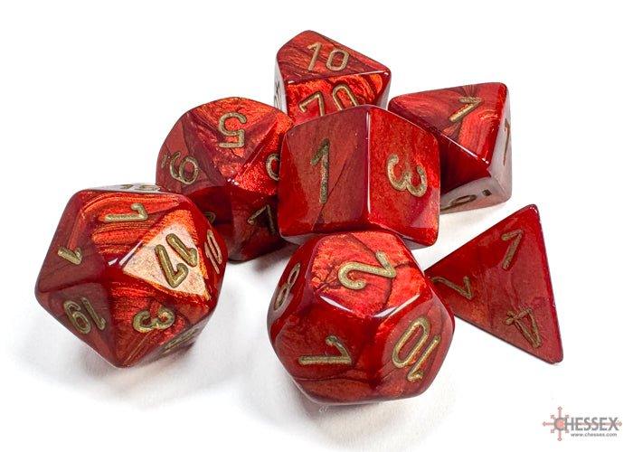 CHESSEX - Dados Poliédricos Scarab Scarlet/gold - Gamesmart - Chessex