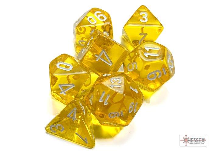 CHESSEX - Dados Poliédricos Translucent Yellow/white - Gamesmart - Chessex