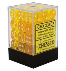 CHESSEX - Dados Yellow/White 12mm c/36 - Gamesmart - Chessex