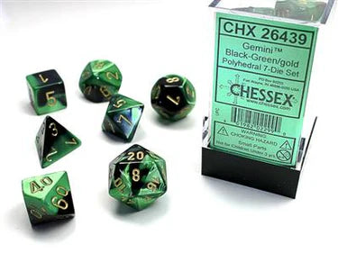 CHESSEX - Dados Poliédricos Black Green/gold Gemini - Gamesmart