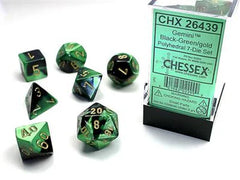 CHESSEX - Dados Poliédricos Black Green/gold Gemini - Gamesmart
