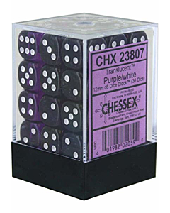 CHESSEX - Dados Purple/White Translucent 12mm c/36