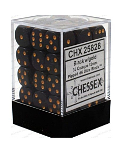 CHESSEX - Dados Black/Gold 12mm c/36
