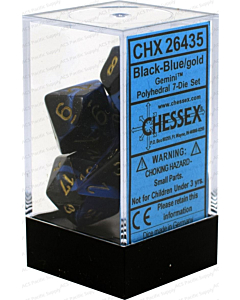 CHESSEX - Dados Poliedricos Black-Blue/Gold