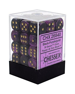 CHESSEX - Dados Black-Purple/Gold 12mm c/36 
