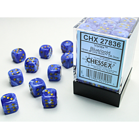 CHESSEX - Dados Vortex Blue/Gold 12mm c/36