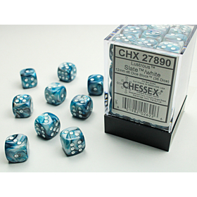 CHESSEX - Dados Lustrous Slate/White 12 mm c/36