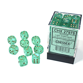 CHESSEX - Dados Borealis Light Green/Gold Luminary 12 mm c/36