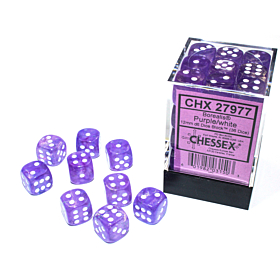 CHESSEX - Dados Borealis Purple/White Luminary 12 mm c/36