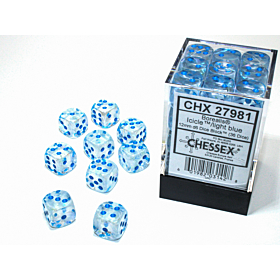 CHESSEX - Dados Borealis Icicle/Light Blue Luminary 12 mm c/36