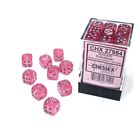 CHESSEX - Dados Borealis Pink/Silver Luminary 12 mm c/36