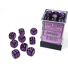 CHESSEX - Dados Borealis Royal Purple/Gold Luminary 12 mm c/36