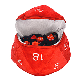 ULTRA PRO - Red and White D20 Plush Dice Bag for Dungeons & Dragons