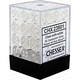 CHESSEX - Dados Clear/White 12mm c/36 